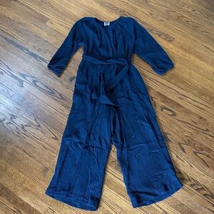 B11 Nom Maternity Women’s Small Navy Jumpsuit Waist Tie